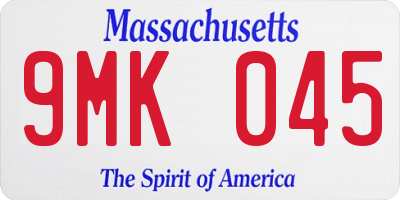 MA license plate 9MK045