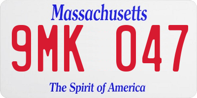 MA license plate 9MK047