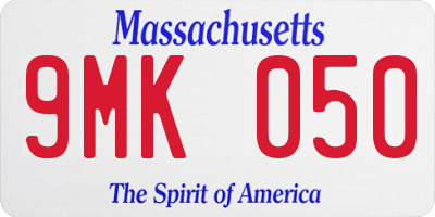 MA license plate 9MK050