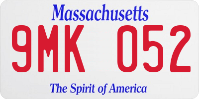 MA license plate 9MK052