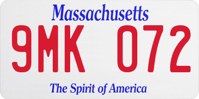 MA license plate 9MK072