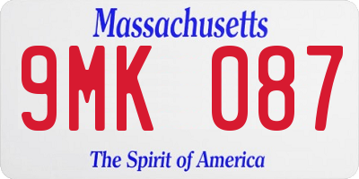 MA license plate 9MK087