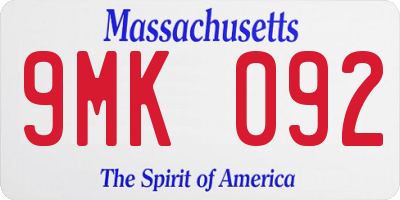MA license plate 9MK092