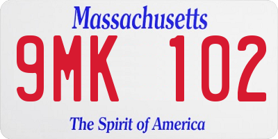 MA license plate 9MK102