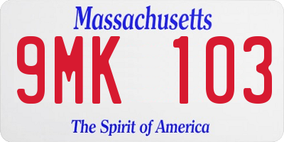 MA license plate 9MK103
