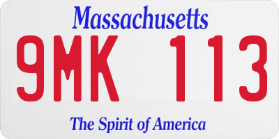 MA license plate 9MK113