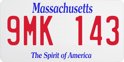 MA license plate 9MK143