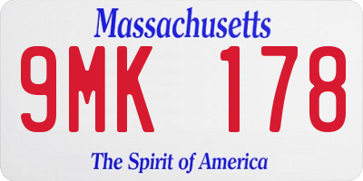 MA license plate 9MK178