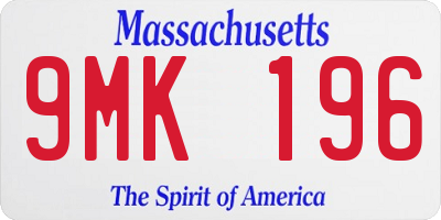 MA license plate 9MK196