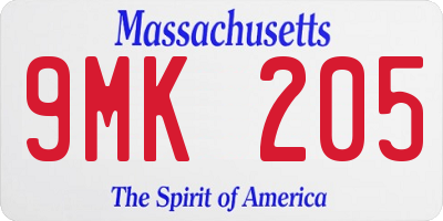 MA license plate 9MK205