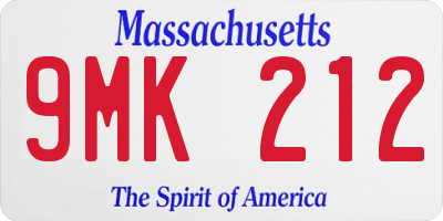 MA license plate 9MK212