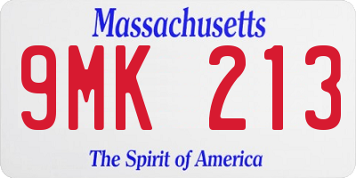 MA license plate 9MK213
