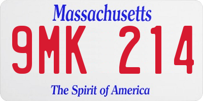 MA license plate 9MK214