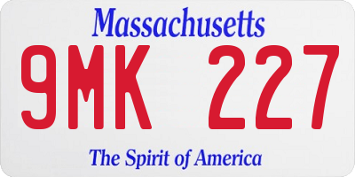 MA license plate 9MK227