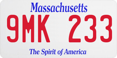 MA license plate 9MK233