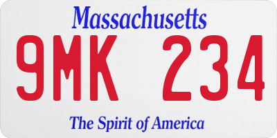 MA license plate 9MK234