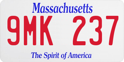 MA license plate 9MK237