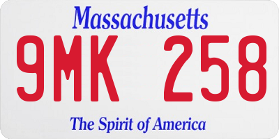MA license plate 9MK258