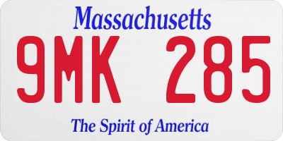 MA license plate 9MK285