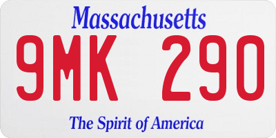 MA license plate 9MK290
