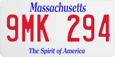 MA license plate 9MK294
