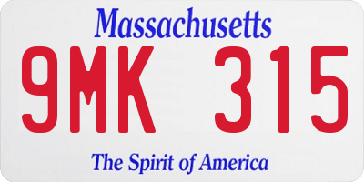 MA license plate 9MK315