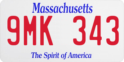 MA license plate 9MK343