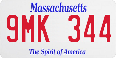MA license plate 9MK344