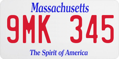 MA license plate 9MK345