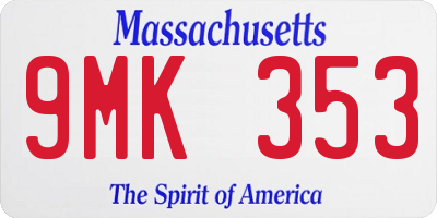 MA license plate 9MK353