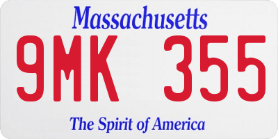 MA license plate 9MK355