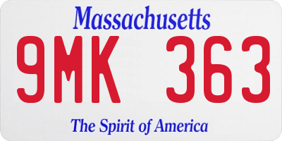 MA license plate 9MK363