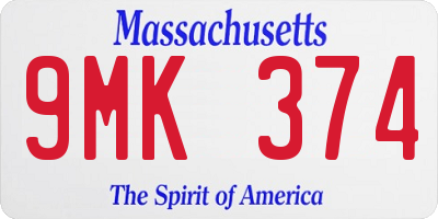 MA license plate 9MK374