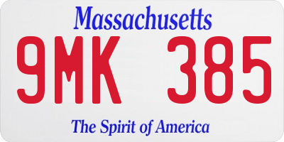 MA license plate 9MK385