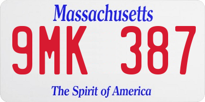MA license plate 9MK387