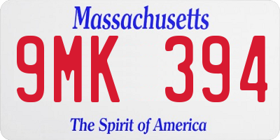 MA license plate 9MK394