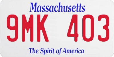 MA license plate 9MK403