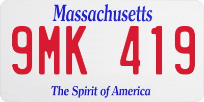 MA license plate 9MK419