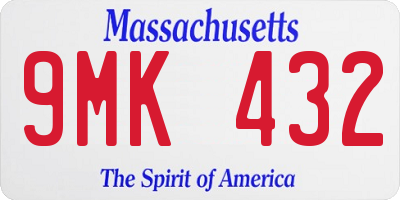 MA license plate 9MK432