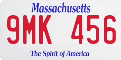 MA license plate 9MK456