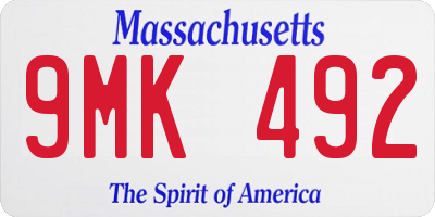 MA license plate 9MK492