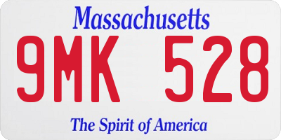 MA license plate 9MK528