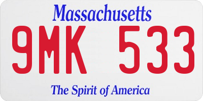 MA license plate 9MK533