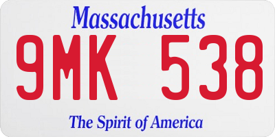 MA license plate 9MK538