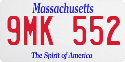 MA license plate 9MK552