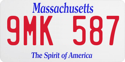 MA license plate 9MK587