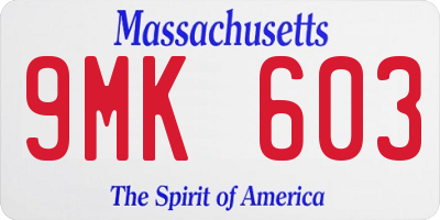 MA license plate 9MK603