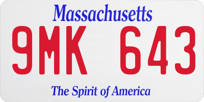MA license plate 9MK643
