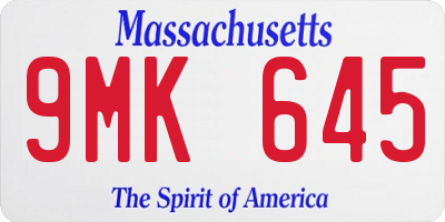 MA license plate 9MK645