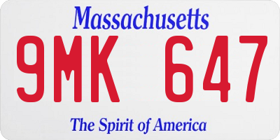 MA license plate 9MK647